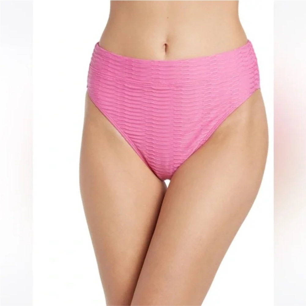 Zaful Vibrant ribbed pink bikini bottoms size Large new